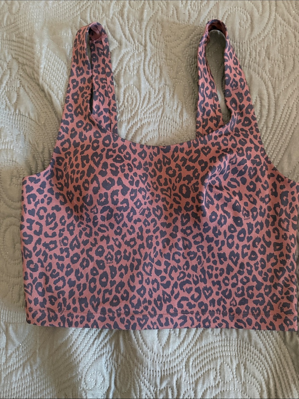 PINK Longline Sports Bra Leopard